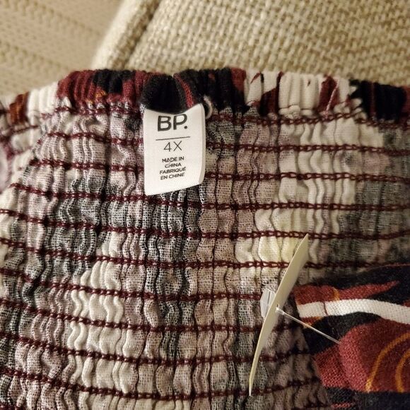 BP. Leaf Print Wrap Front Linen Blend Romper sz 4X - Picture 10 of 11